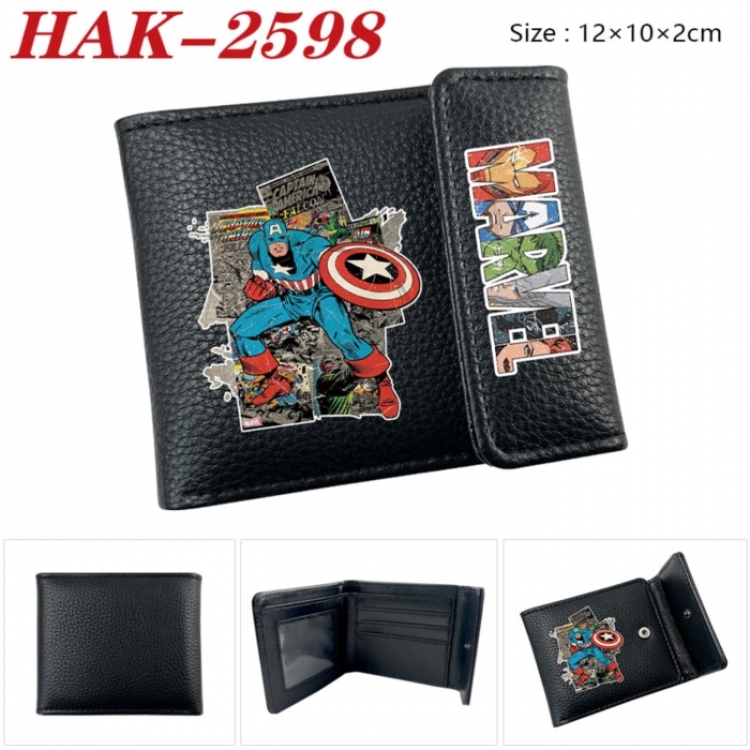 Marvel Anime Litchi Pattern Hidden Buckle Half Fold Printed Wallet 12X10X2CM