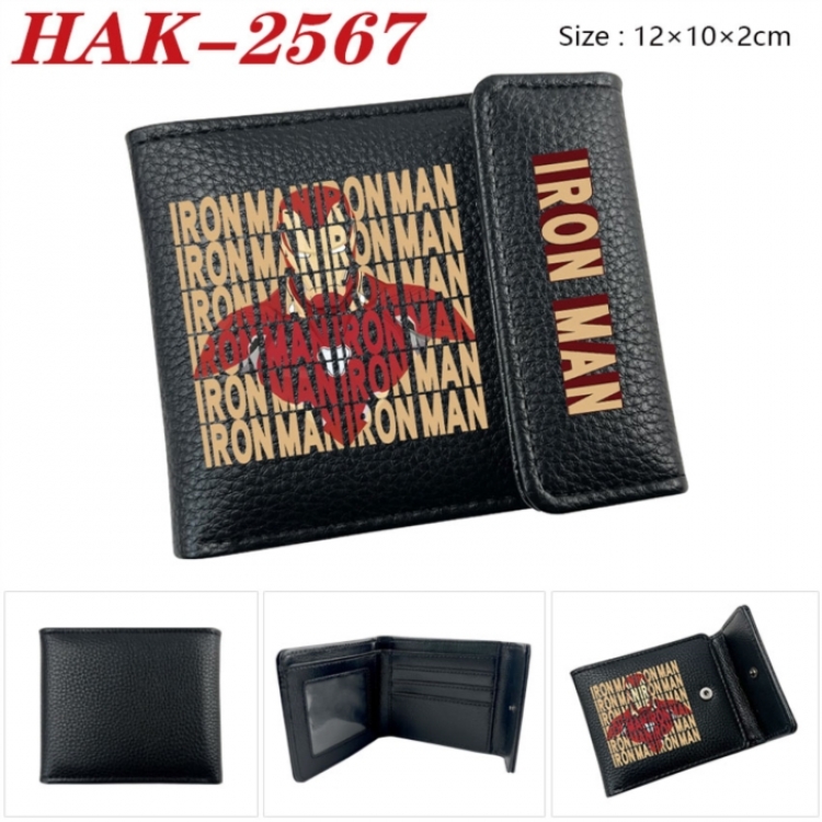 Marvel Anime Litchi Pattern Hidden Buckle Half Fold Printed Wallet 12X10X2CM