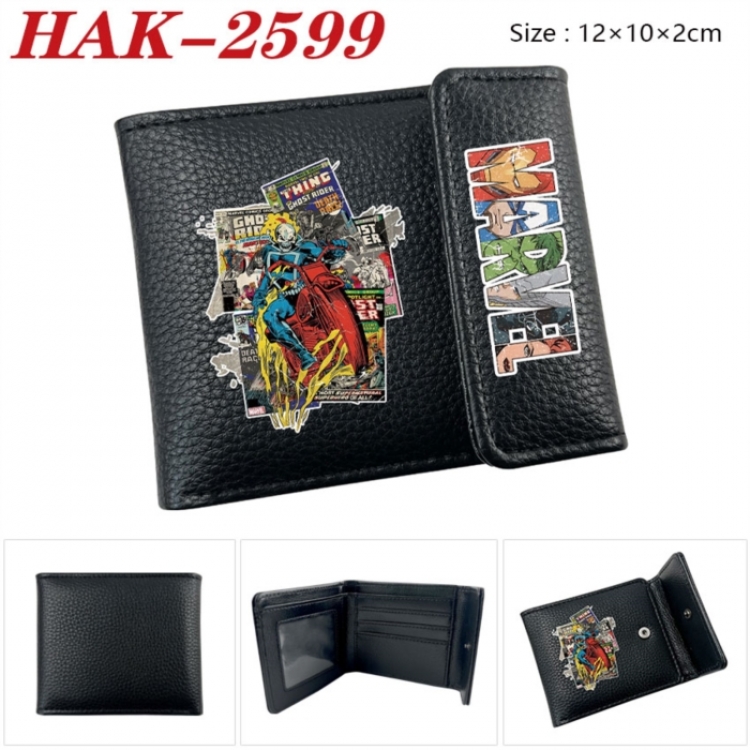 Marvel Anime Litchi Pattern Hidden Buckle Half Fold Printed Wallet 12X10X2CM