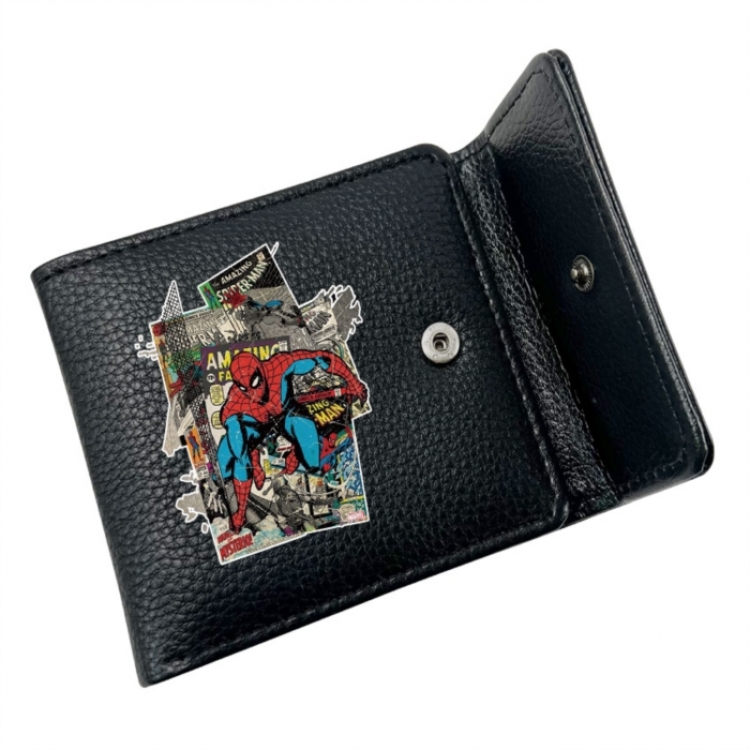 Marvel Anime Litchi Pattern Hidden Buckle Half Fold Printed Wallet 12X10X2CM