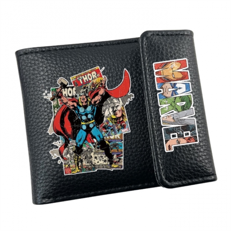 Marvel Anime Litchi Pattern Hidden Buckle Half Fold Printed Wallet 12X10X2CM