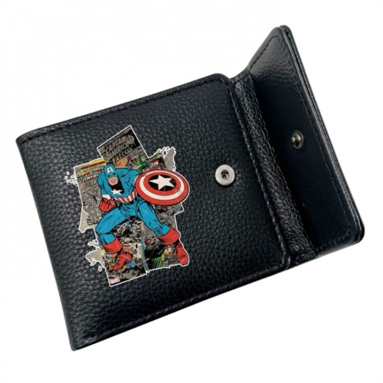 Marvel Anime Litchi Pattern Hidden Buckle Half Fold Printed Wallet 12X10X2CM