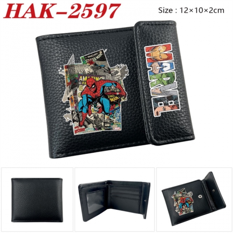 Marvel Anime Litchi Pattern Hidden Buckle Half Fold Printed Wallet 12X10X2CM