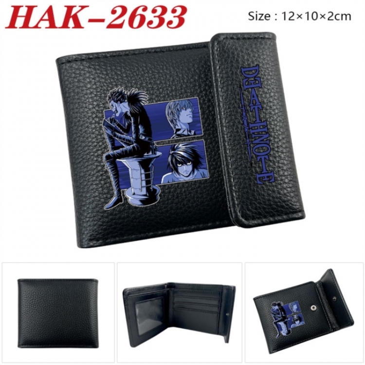 Death note Anime Litchi Pattern Hidden Buckle Half Fold Printed Wallet 12X10X2CM