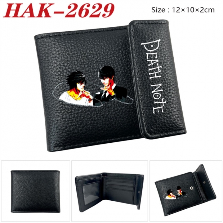 Death note Anime Litchi Pattern Hidden Buckle Half Fold Printed Wallet 12X10X2CM