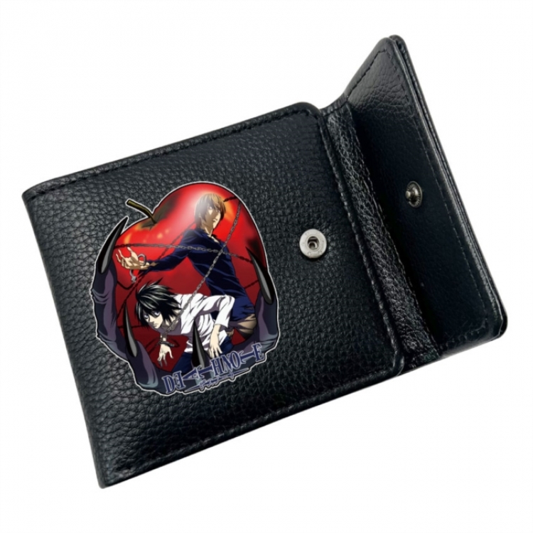 Death note Anime Litchi Pattern Hidden Buckle Half Fold Printed Wallet 12X10X2CM