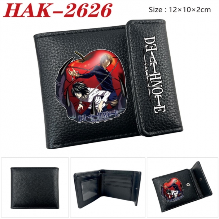Death note Anime Litchi Pattern Hidden Buckle Half Fold Printed Wallet 12X10X2CM