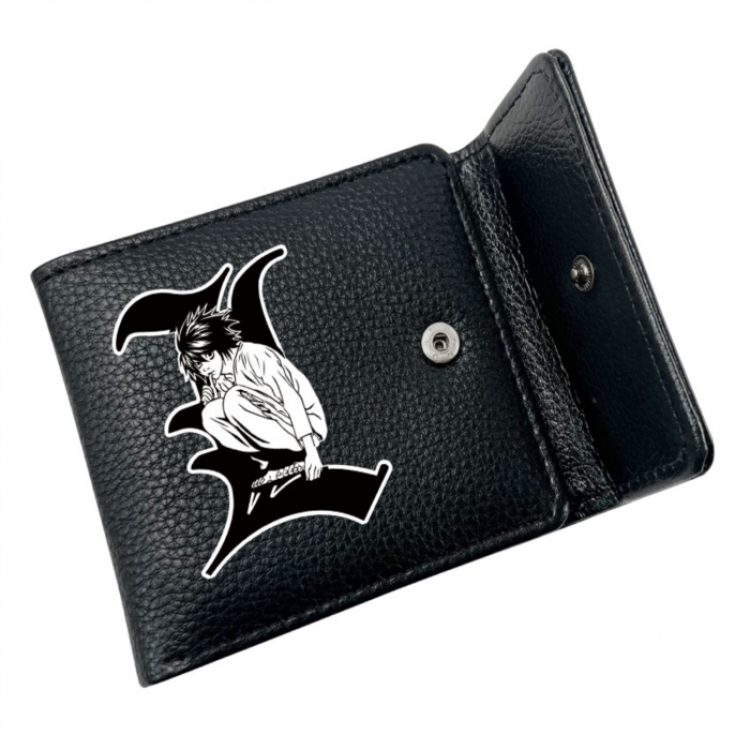 Death note Anime Litchi Pattern Hidden Buckle Half Fold Printed Wallet 12X10X2CM