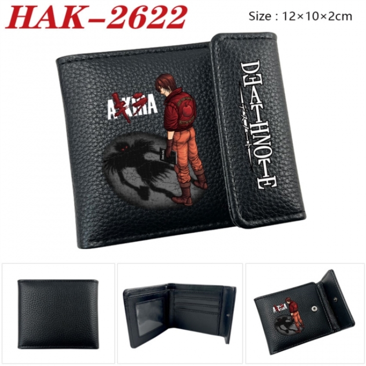 Death note Anime Litchi Pattern Hidden Buckle Half Fold Printed Wallet 12X10X2CM
