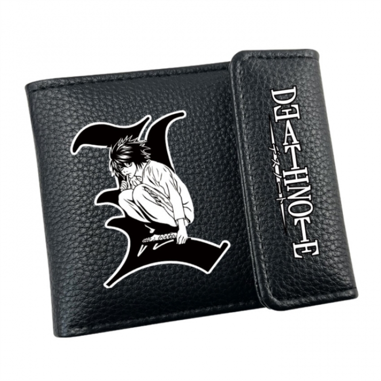 Death note Anime Litchi Pattern Hidden Buckle Half Fold Printed Wallet 12X10X2CM