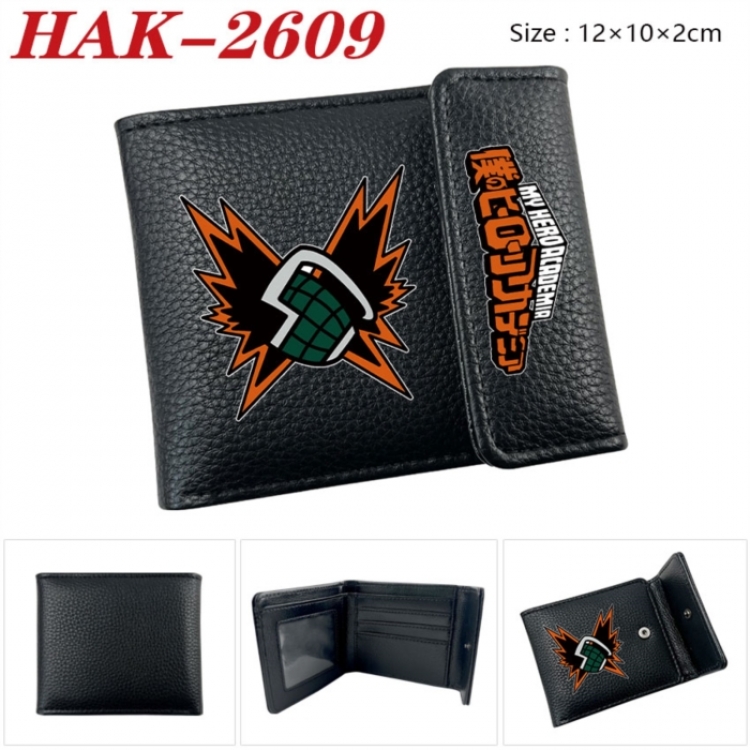 My Hero Academia Anime Litchi Pattern Hidden Buckle Half Fold Printed Wallet 12X10X2CM