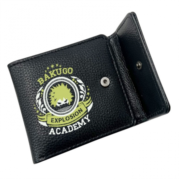 My Hero Academia Anime Litchi Pattern Hidden Buckle Half Fold Printed Wallet 12X10X2CM