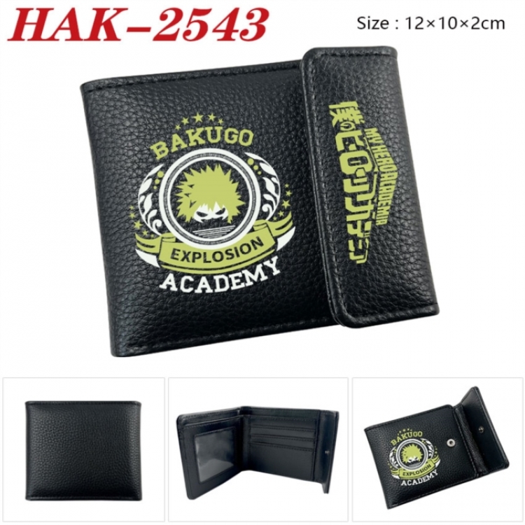 My Hero Academia Anime Litchi Pattern Hidden Buckle Half Fold Printed Wallet 12X10X2CM