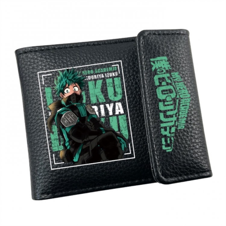 My Hero Academia Anime Litchi Pattern Hidden Buckle Half Fold Printed Wallet 12X10X2CM
