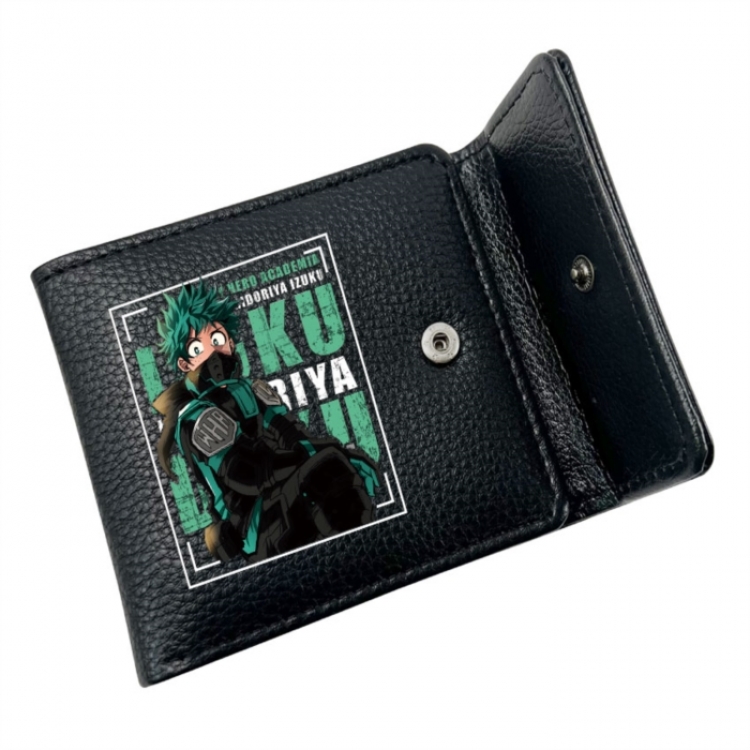 My Hero Academia Anime Litchi Pattern Hidden Buckle Half Fold Printed Wallet 12X10X2CM