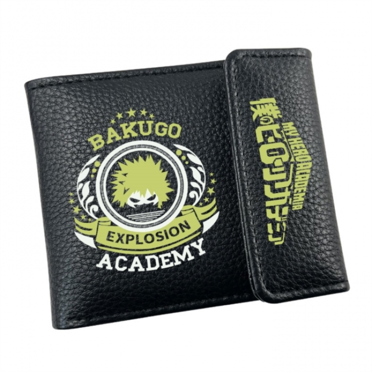 My Hero Academia Anime Litchi Pattern Hidden Buckle Half Fold Printed Wallet 12X10X2CM