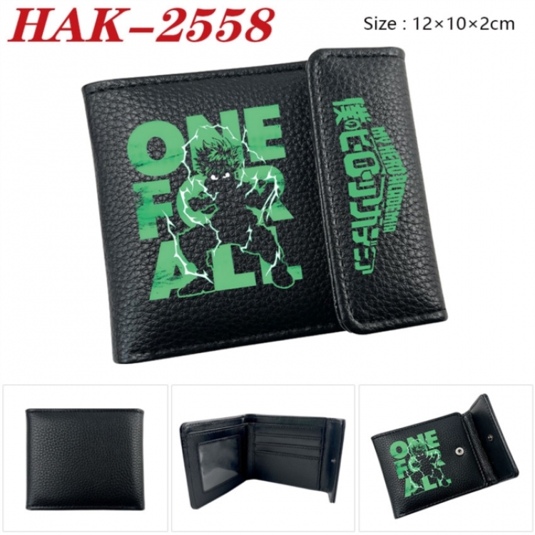 My Hero Academia Anime Litchi Pattern Hidden Buckle Half Fold Printed Wallet 12X10X2CM