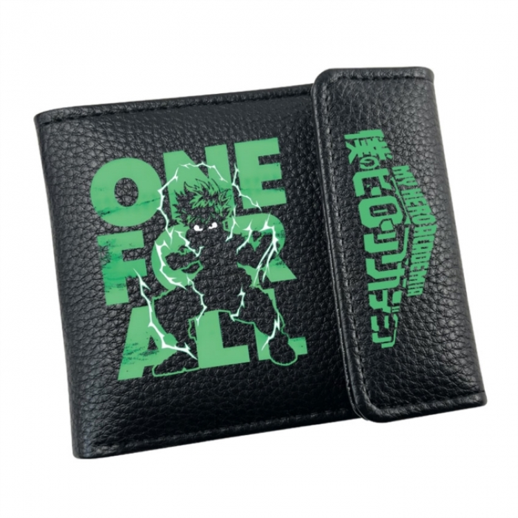 My Hero Academia Anime Litchi Pattern Hidden Buckle Half Fold Printed Wallet 12X10X2CM