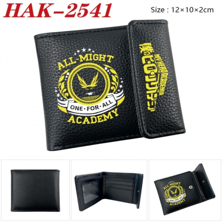 My Hero Academia Anime Litchi Pattern Hidden Buckle Half Fold Printed Wallet 12X10X2CM