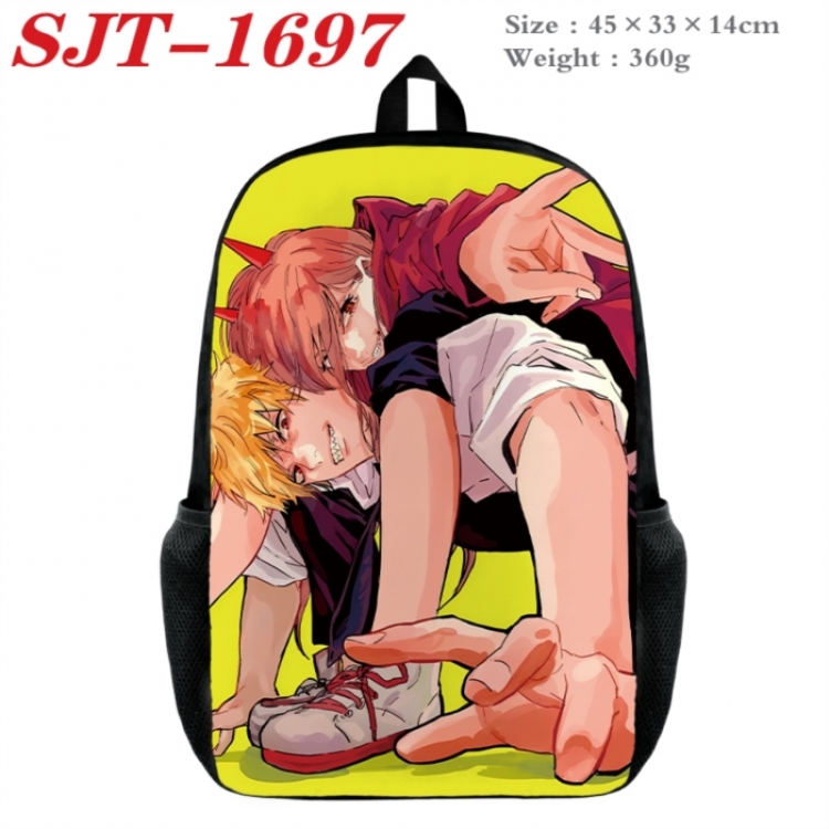 Chainsaw man Anime nylon canvas backpack student backpack 45x33x14cm