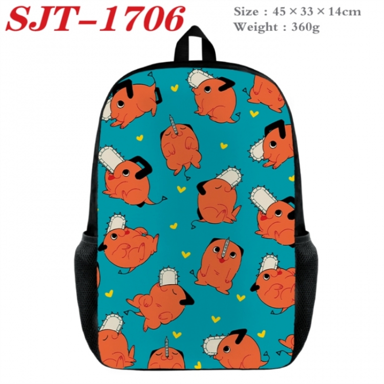Chainsaw man Anime nylon canvas backpack student backpack 45x33x14cm