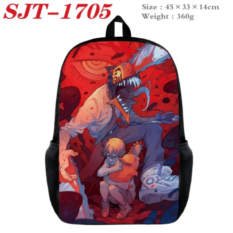 Chainsaw man Anime nylon canvas backpack student backpack 45x33x14cm
