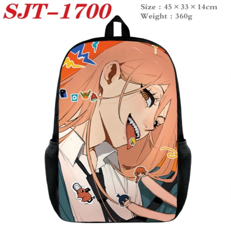 Chainsaw man Anime nylon canvas backpack student backpack 45x33x14cm