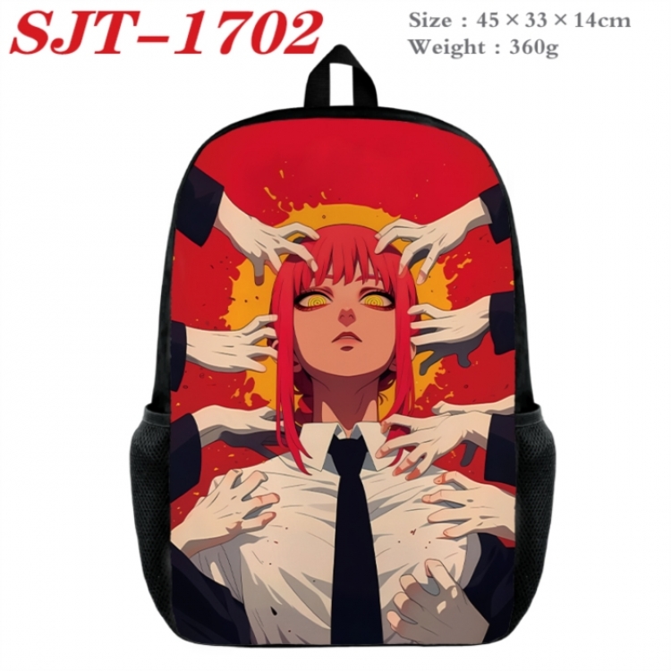 Chainsaw man Anime nylon canvas backpack student backpack 45x33x14cm