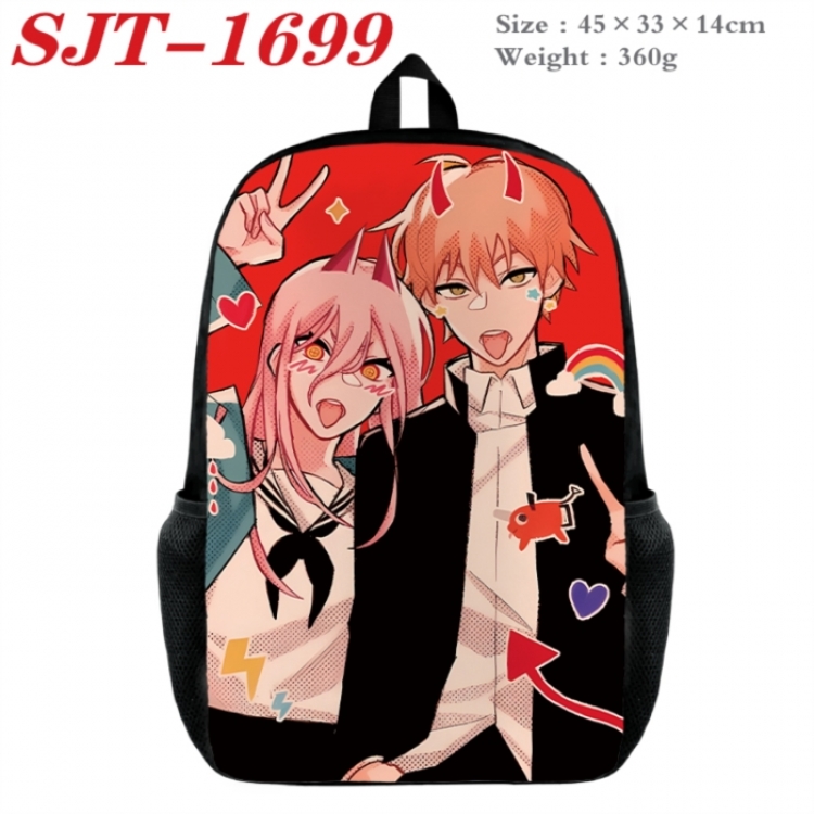 Chainsaw man Anime nylon canvas backpack student backpack 45x33x14cm