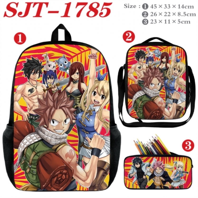 Fairy tail Anime nylon canvas backpack pencil case crossbody bag three piece set 45x33x14cm