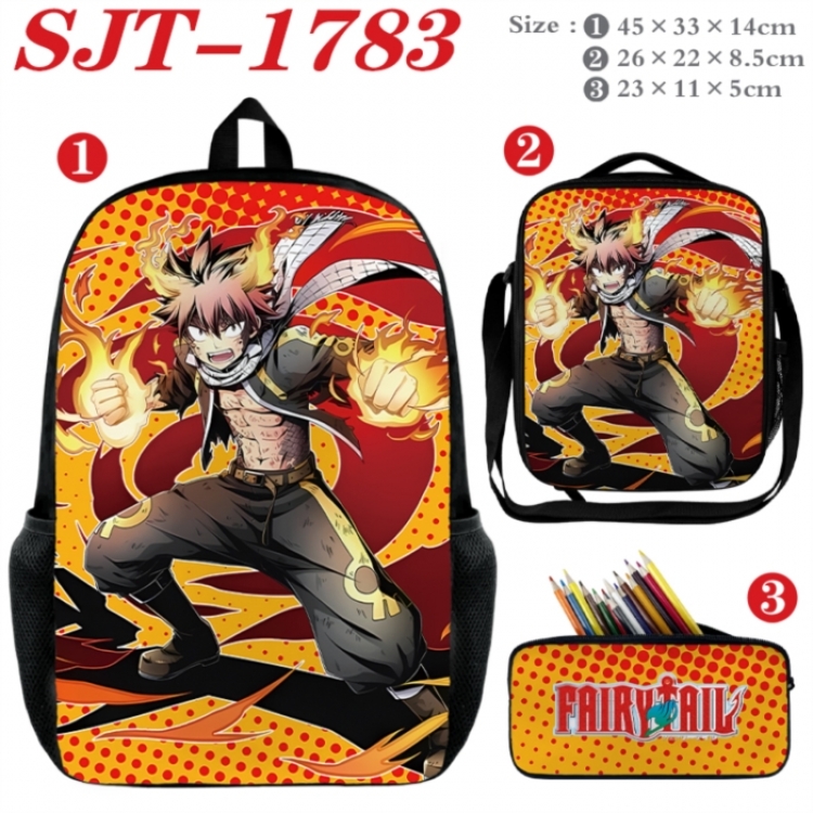 Fairy tail Anime nylon canvas backpack pencil case crossbody bag three piece set 45x33x14cm