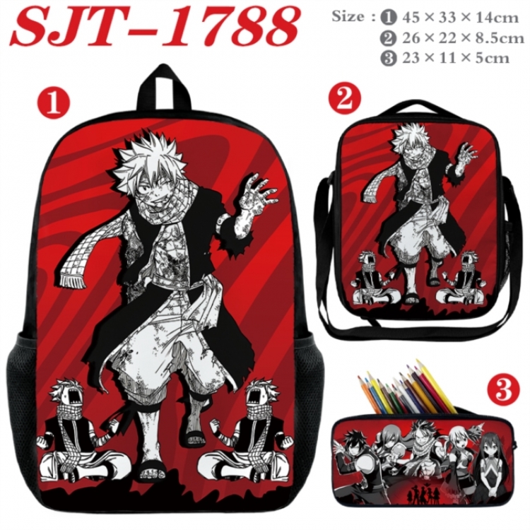 Fairy tail Anime nylon canvas backpack pencil case crossbody bag three piece set 45x33x14cm