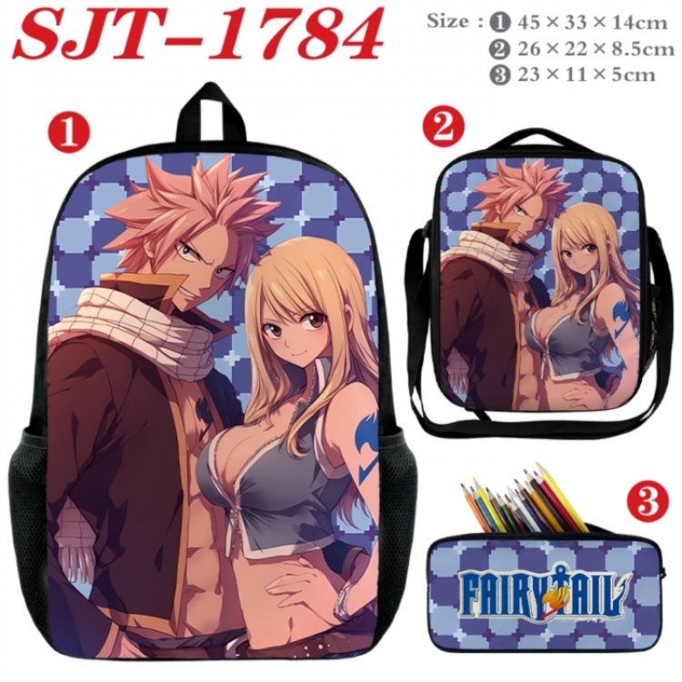 Fairy tail Anime nylon canvas backpack pencil case crossbody bag three piece set 45x33x14cm