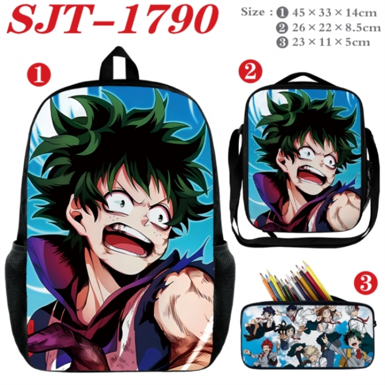 My Hero Academia Anime nylon canvas backpack pencil case crossbody bag three piece set 45x33x14cm