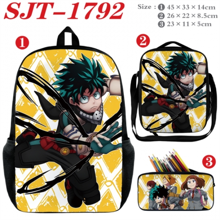 My Hero Academia Anime nylon canvas backpack pencil case crossbody bag three piece set 45x33x14cm