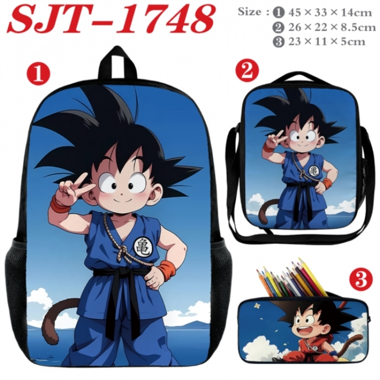 DRAGON BALL Anime nylon canvas backpack pencil case crossbody bag three piece set 45x33x14cm