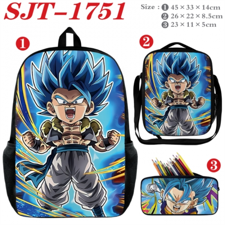 DRAGON BALL Anime nylon canvas backpack pencil case crossbody bag three piece set 45x33x14cm