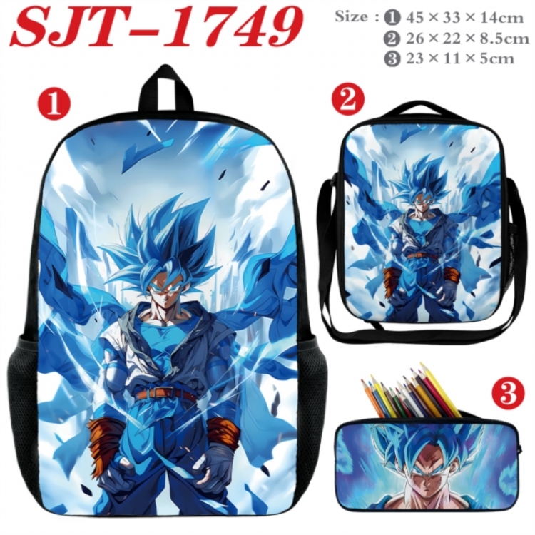 DRAGON BALL Anime nylon canvas backpack pencil case crossbody bag three piece set 45x33x14cm