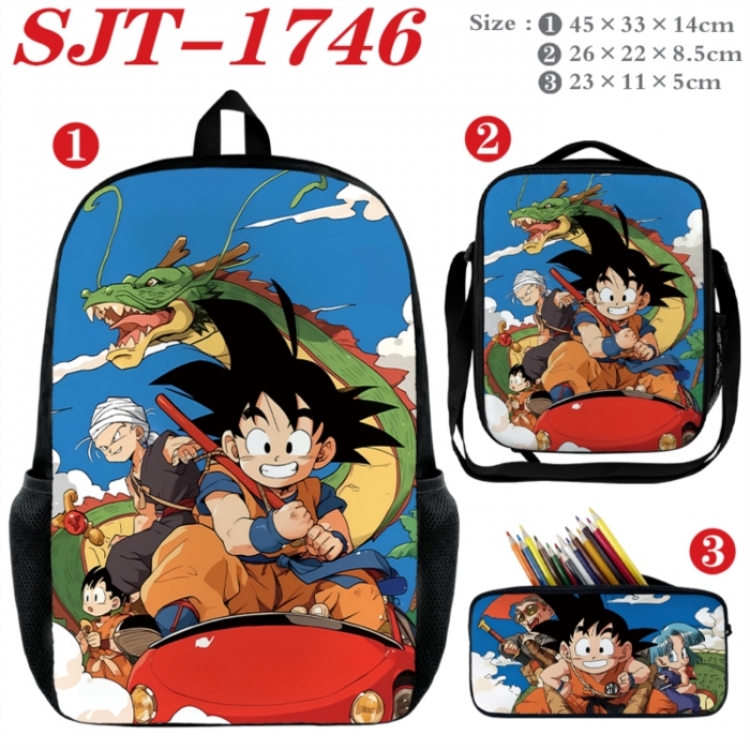 DRAGON BALL Anime nylon canvas backpack pencil case crossbody bag three piece set 45x33x14cm