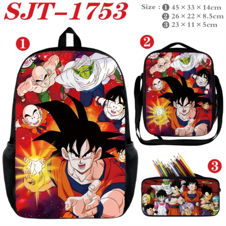 DRAGON BALL Anime nylon canvas backpack pencil case crossbody bag three piece set 45x33x14cm
