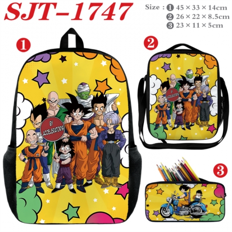 DRAGON BALL Anime nylon canvas backpack pencil case crossbody bag three piece set 45x33x14cm