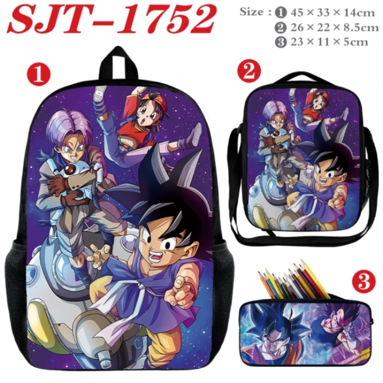 DRAGON BALL Anime nylon canvas backpack pencil case crossbody bag three piece set 45x33x14cm
