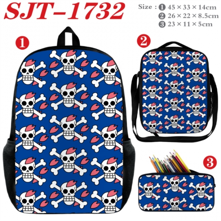 One Piece Anime nylon canvas backpack pencil case crossbody bag three piece set 45x33x14cm