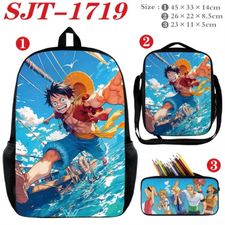 One Piece Anime nylon canvas backpack pencil case crossbody bag three piece set 45x33x14cm