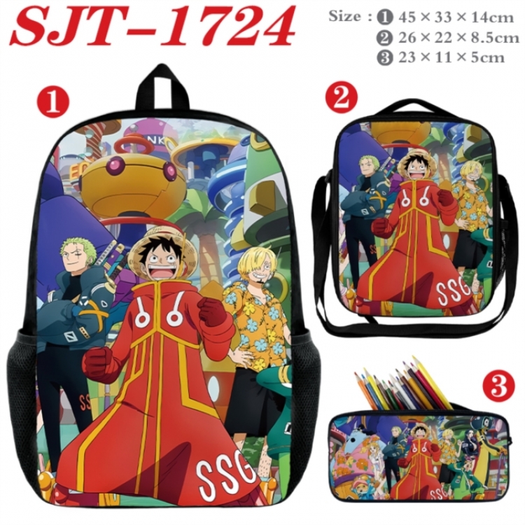 One Piece Anime nylon canvas backpack pencil case crossbody bag three piece set 45x33x14cm