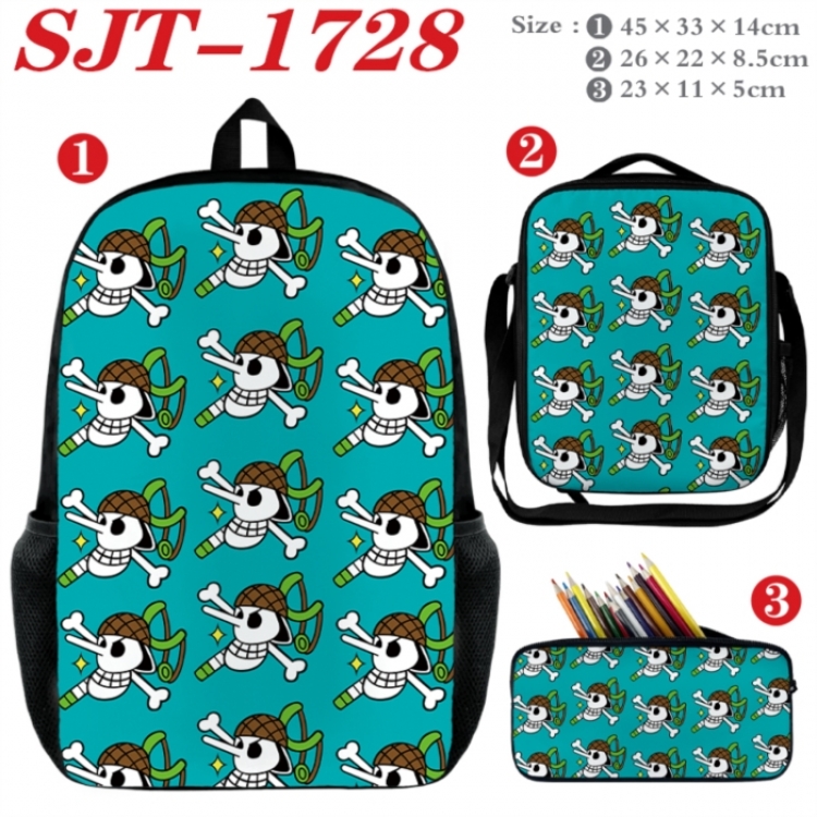 One Piece Anime nylon canvas backpack pencil case crossbody bag three piece set 45x33x14cm