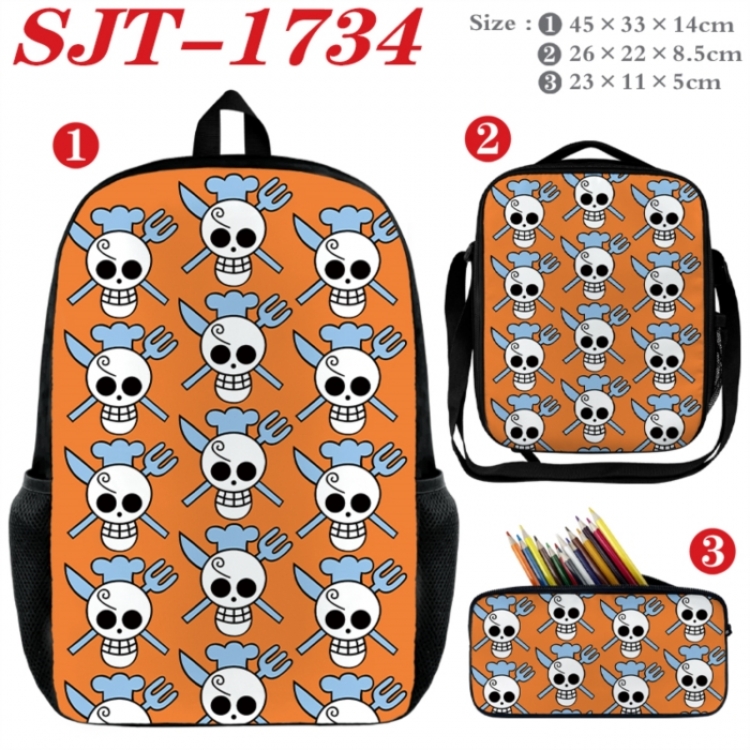 One Piece Anime nylon canvas backpack pencil case crossbody bag three piece set 45x33x14cm