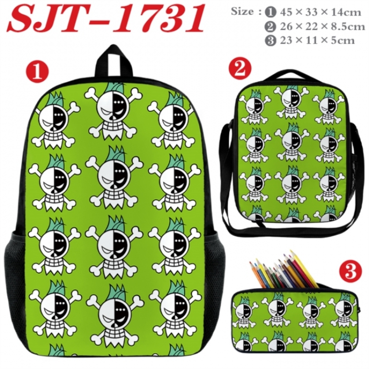 One Piece Anime nylon canvas backpack pencil case crossbody bag three piece set 45x33x14cm