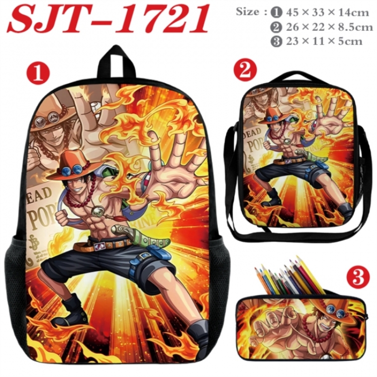One Piece Anime nylon canvas backpack pencil case crossbody bag three piece set 45x33x14cm