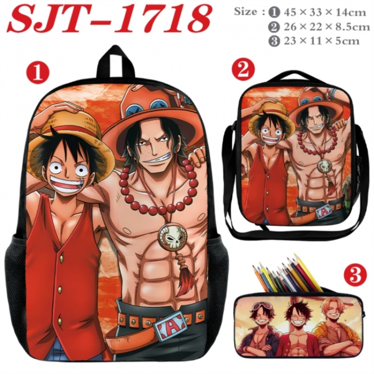 One Piece Anime nylon canvas backpack pencil case crossbody bag three piece set 45x33x14cm